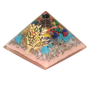 Lrg Orgonite Pyramid 70mm - Tree(earth base) - Hira Online